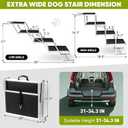 Joyrally Extra Wide Dog Stair for Large Dogs,Foldable Dog Ramp for Car, Pet Steps Light Weight Aluminum,High Beds,for SUV Trucks, Supports up to 200 lbs (with Iron Bars)