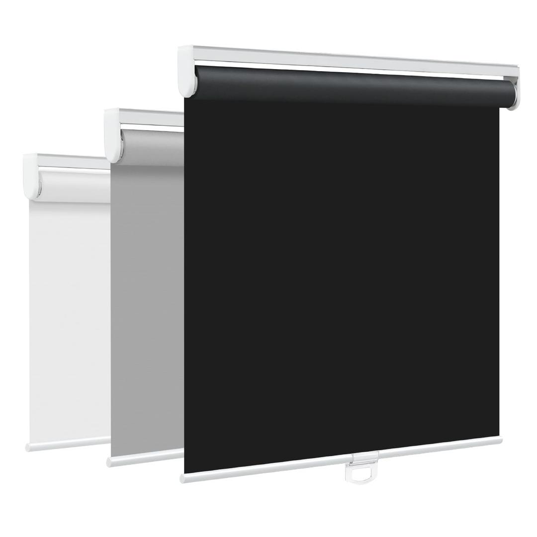 SEEYE Cordless Roller Shades for Windows, 100% Blackout Window Blinds for Privacy & UV Protection, Pull Down Room Darkening Door Blinds, Easy to Install for Home and Office (62" W x 72" H, Black)