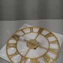 Large Modern Metal Wall Clocks Rustic Round Silent Non Ticking Battery Operated Roman Numerals Clock for Living Room/Bedroom/Kitchen Wall Decor-(Gold, 40cm) (16 Inch)