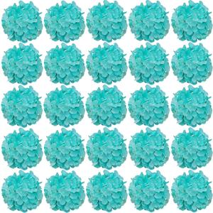 FagusHome 30 Pcs Silk Hydrangea Heads Artificial Flowers Heads and Stems Fake Hydrangea Flowers for Home Wedding Decor (Fluorescence BLue)