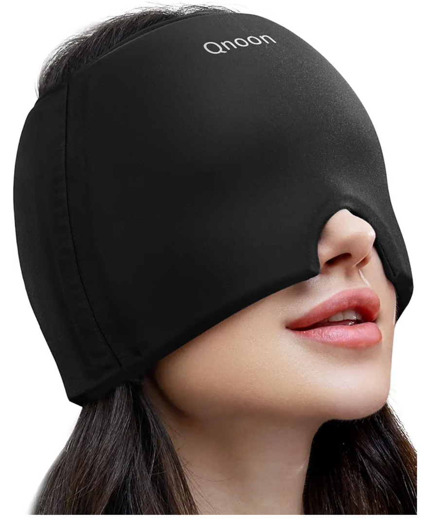 Qnoon Migraine Relief Cap, Headache Relieve Cap Mask Products, Cooling Odorless Gel Ice Head Wrap for Tension, Stress, Hangover & Puffy Eyesn 