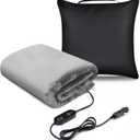 Heated Car Blanket,Stored As A Pillow,Electric Warming Blanket,3 Temperature Settings,Timer,Machine Washable,12/24 V Electric Blanket with Storage Bag 59x43 in