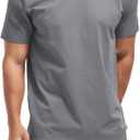 VEIISAR Men's Crew Neck T Shirt - Fitted Elastic Tees Fresh Print Tshirts - Pattern & Color 20+ (Gray, S)