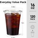 120 Pack 16 oz Clear Plastic Cups with Lids, Disposable Iced Coffee Cups for Cold Drinks, Smoothies, Bubble Tea, Value Bulk Set (Cups and Lids Only)