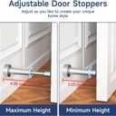 6Pcs Adjustable Door Stopper, 3.07-4.45in Aluminum Door Stoppers for Bottom of Door, Silver Door Stops for Wall with Silicone Tip, Screw & Adhesive Installation