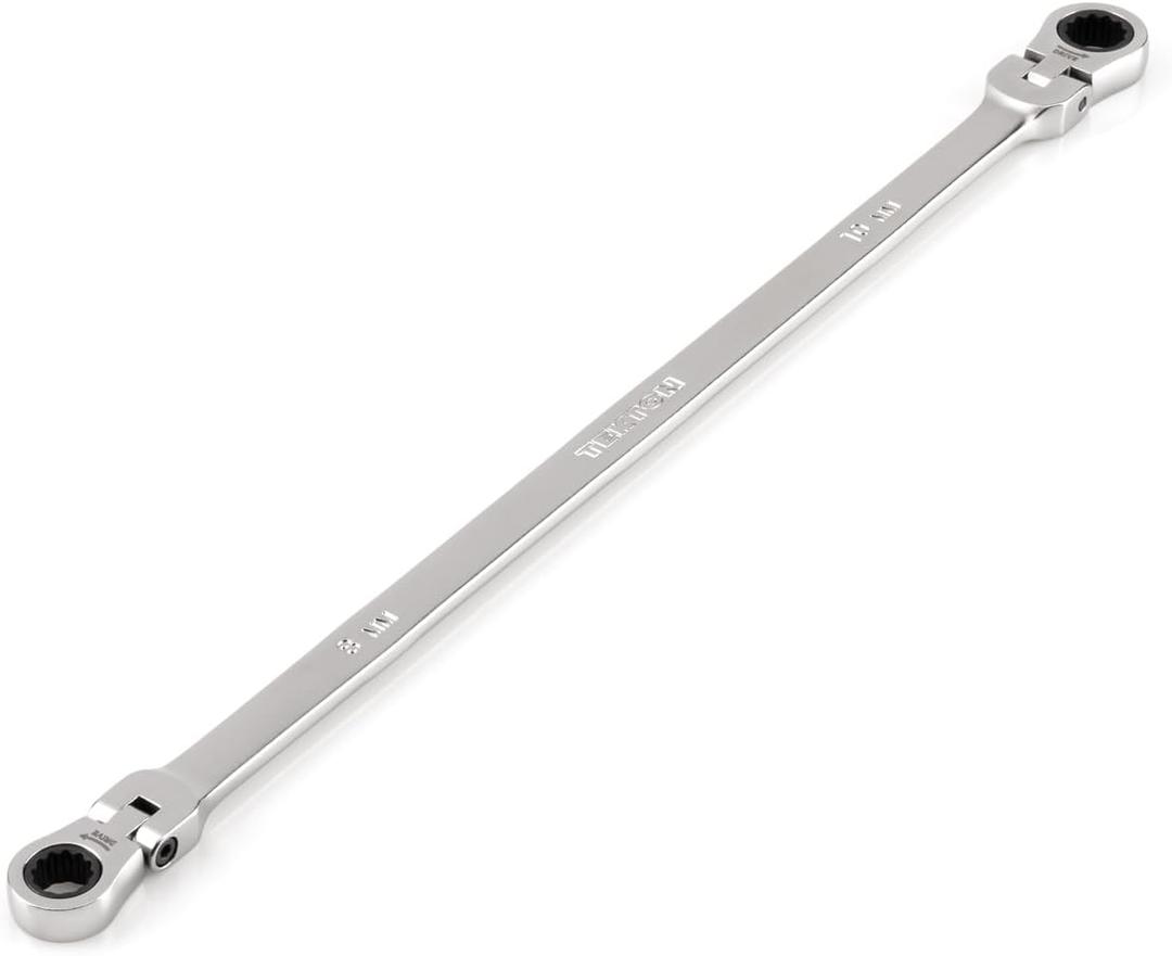 TEKTON 8 x 10 Mm Long Flex Head 12-Point Ratcheting Box End Wrench | WRB36408 (5/16 x 13/32 In.)