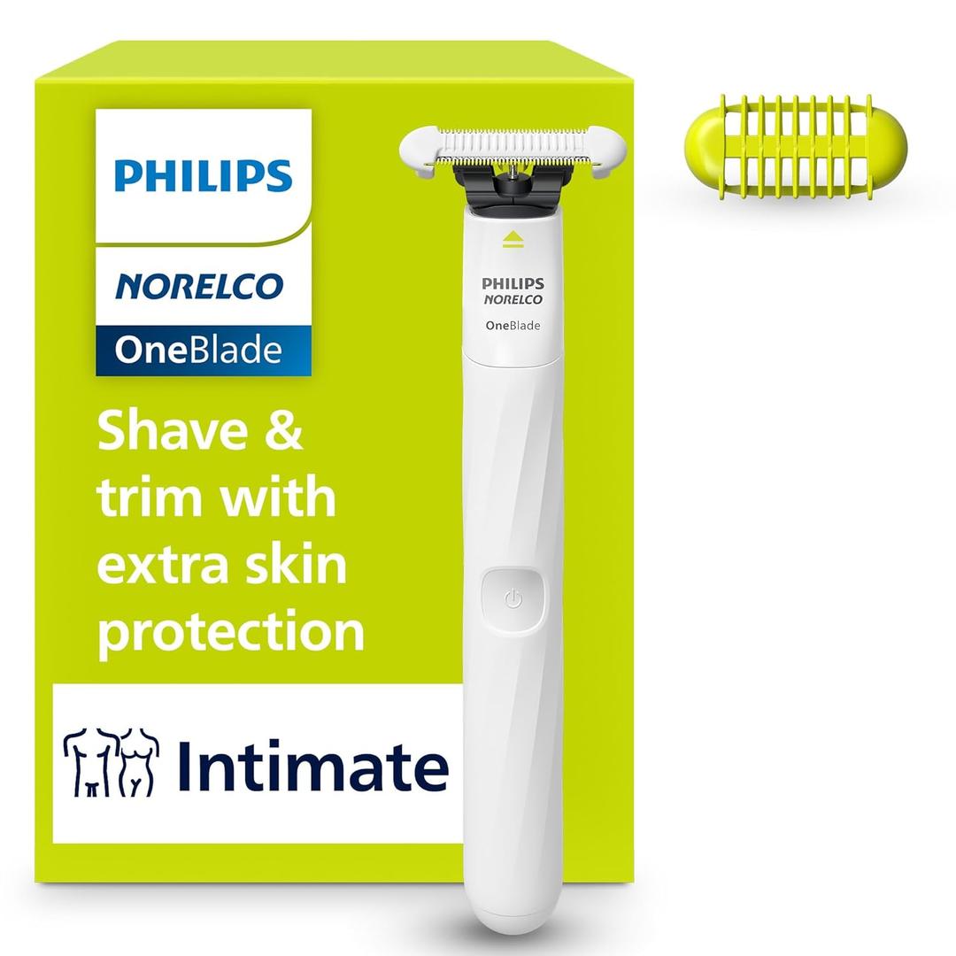 Philips Norelco OneBlade Intimate, Designed For Pubic Grooming, Trim & Shave With Extra Skin Protection, Model QP1924/70 (Single Pack, White)