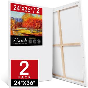 ESRICH Stretched Canvas for Painting 24x36 Inch, 2 Pack Large Canvas for Painting, Primed Acid-Free Cotton Blank Canvases 24x36 Inch, Large Painting Canvas for Oil Paint,Watercolor,Acrylic Paint. ESRICH Stretched Canvas for Painting 24x36 Inch, 2 Pack Large Canvas for Painting, Primed Acid-Free Cotton Blank Canvases 24x36 Inch, Large Painting Canvas for Oil Paint,Watercolor,Acrylic Paint.