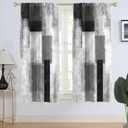 AAtter Black Grey and White Window Curtain Gray Abstract Silver Geometric Art Aesthetic Teen Minimalist Wide Living Room Bedroom Drapes Treatment Fabric 1 Pair, 52" W x 63" L, Modern