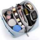 GAGAKU Large Travel Makeup Bag for Women Waterproof - Cosmetic Toiletry Organizer, Makeup Pouch for Girls - Color Blue