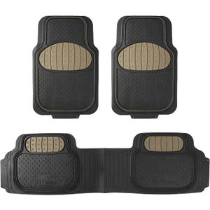 FH Group Heavy-Duty Car Mats - Universal Fit, Trimmable Rubber Floor Mats, Sedans, SUVs, Trucks - Beige