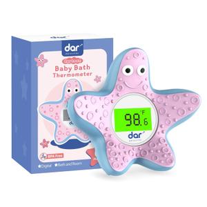 Baby Bath Thermometer, Digital Water Temperature Thermometers with 3 Color Backlit and Temperature Warning, Safety Bath Tube Thermometers Floating Toy for Infant, Toddler (Pink starfish)