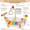 Baby Drum Set for Toddlers 1-3, Wooden Musical Percussion Instruments with Xylophone, Kids Drumset Educational Montessori Music Toys Birthday Gift for Boys Girls