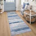 KOZYFLY Modern Washable Rug Runner 2x6 Runners for Hallways Blue/Grey/Beige