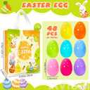 Aviski 48Pcs 3.15inch Colorful Easter Plastic Eggs for Kids Egg Hunt Basket Bag Empty Stuffers Fillers with 1pc Cute Non Woven Bags, Toys Filling Treats and Easter Theme Party Supplies Favor