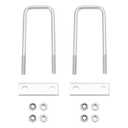 2 x 2 Sets U Bolt Kits Galvanized Iron Square U Bolts with M10 Nuts Frame Plate for Cars Trailers Pipe Plumbing Industrial Applications