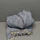 Sutuo Home Boho Curtains for Living Room 90 Inches Long, Semi-Blackout French Country Striped Linen Vintage Shabby Chic Tassels Hollow Window Treatment Bohemian Drape, 1 Panel 52" W x 90" L Blue