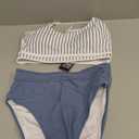 BMJL Women's High Waisted Bikini Ribbed Two Piece Swimsuit High Cut Color Block Adjustable Straps Bathing Suit (Medium)