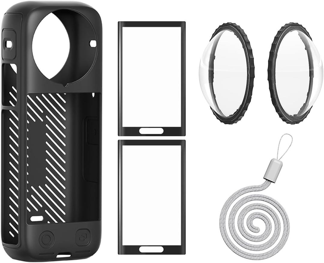 Insta 360 X4 Lens Guards Cap Silicone Case and Screen Protectors Compatible with Insta360 X4
