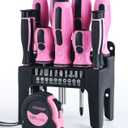 Lichamp 22-Piece Pink Tool Set, Small Magnetic Screwdriver set for Women with 10ft Tape Measure Pink