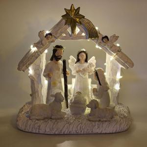 Nativity Set Indoor Nativity Scene with Manger, Christmas Nativity Sets & Figures with LED Lights, Christmas Decorations Indoor for Home Display
