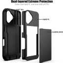 Nvollnoe Compatible with iPhone 17 Case with Card Holder Dual Layer Heavy Duty Protective Shockproof Hidden Card Slot Slim Wallet Phone Case for Women&Men 6.3 inch(Black)