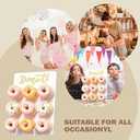 Wooden Donut Wall Display Stand - 9 Doughnut Holder Board for Grow Up Party, Birthday, Wedding, Baby Shower Decorations (White) (11.8x15.7 inch)