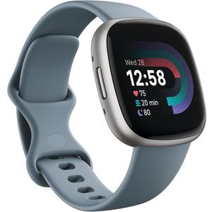 Google Fitbit Versa 4 Fitness Smartwatch, - Waterfall Blue/Platinum | Daily Readiness, 3-month Google Health Premium Membership included, GPS, 40+ exercise modes, sleep tracking