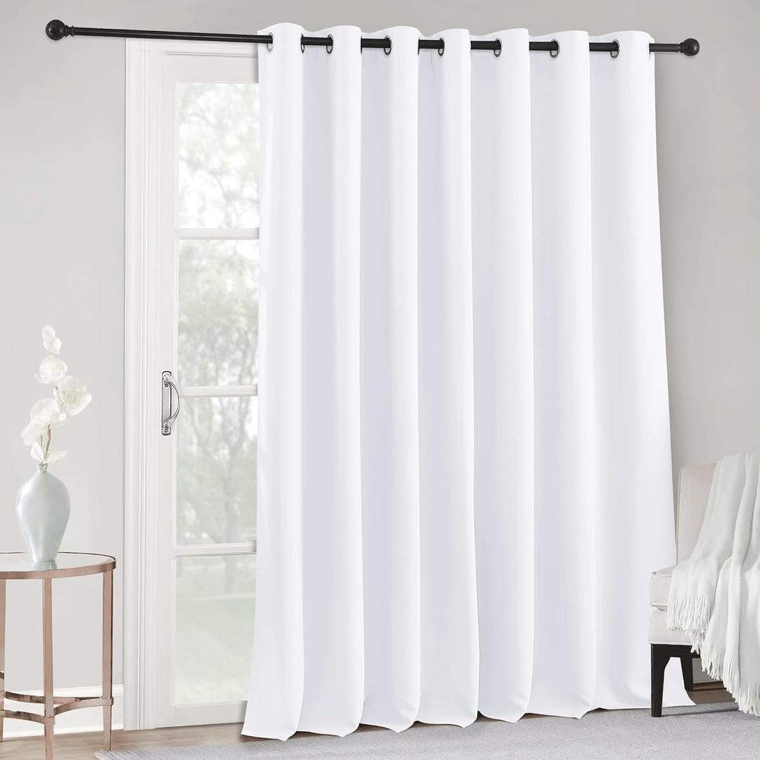 RYB HOME White Curtains & Drapes - Room Darkening Curtains Privacy Thermal Insulated Window Treatment for Bedroom Living Room Sliding Glass Door, 100 inch Wide x 84 inch Long, Pure White