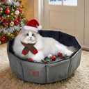 PJYuCien Premium Orthopedic Memory Foam Round Pet Bed for Large Cats, Small Dogs & Puppies - 20" Indoor Donut Cuddler with Non-Slip Bottom, Machine Washable, Supports Pets Up to 18 lbs, Gray