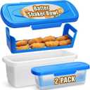 Batter Bowl with Lid, 2-Pack Fish Batter Shaker, Better Breader Shaker Bowl with Breading Shaker Tray, Batter Bowl with Lids Shaker for Frying Chicken Wings Fish Onion Rings Veggies