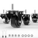 Stem Caster Wheels Heavy Duty 2 Inch, Threaded Stem Casters Set of 4, 5/16"-18x1 (Screw Diameter 5/16", Stem Length 1"), Safety Dual Locking Industrial Castors 600Lbs, Wheels for Cart, Furniture