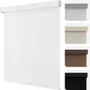 Joydeco 100% Blackout Roller Shades Cordless Blinds for Windows, Free-Stop Shades, UV Protection, Natural Woven Blinds for Home and Office, Light-Proof Aluminum Cover (34" W x 75" H, White)