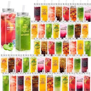 Maxdot 48 Pcs Employee Appreciation Plastic Cups Bulk 17 oz Large Square Thank You Gifts Reusable Tumblers with Lids and Straw Inspirational Plastic Mugs for Women Staff Coworker Teachers Nurse Team