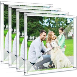 Chunful 2 Pack Clear Acrylic Wall Mount Floating Frameless Picture Frame Display Photo Frame Bulk for Poster Photography Office Room Decor (16 x 20 Inch)
