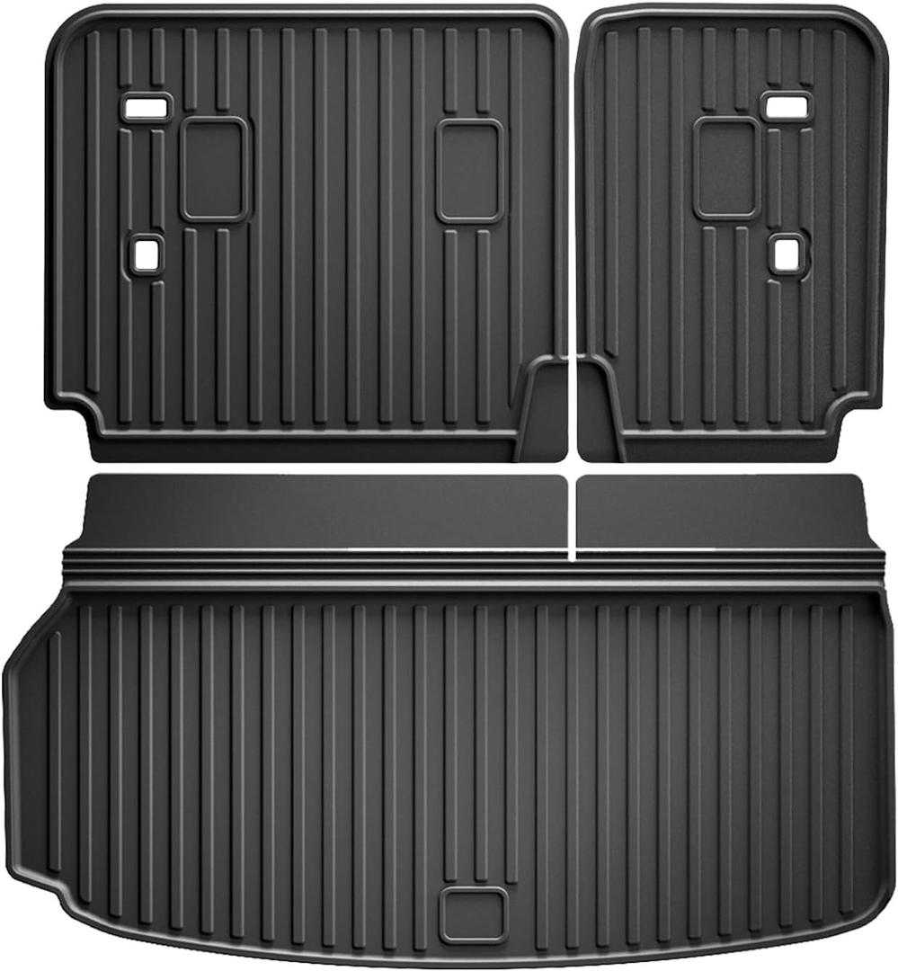 Cargo Liner and Backrest Mat for Chevy Traverse 2024 2025 2026 (7/8 Seats) - Custom Fit All Weather Trunk Mat Seat Back Cover Car Interior Accessories Protection Rear Cargo Mat