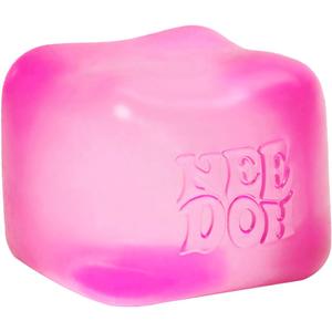 Schylling NeeDoh Nice Cube -Sensory Squeeze Toy with Super Solid Squish - 2.25" Cube - Pink