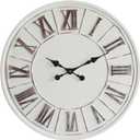 Large Modern Farmhouse Wall Clock, 24 Inch, Rustic White, Metal Face
