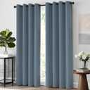 Yakamok 84 Inch Length Blackout Curtains for Bedroom, Room Darkening Thermal Insulated Solid Grommet Panels for Living Room(52Wx84L, Stone Blue, 2 Panels)