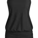 ZAFUL Women Swimdress with Bikini Briefs 2 Piece Tankini Swimsuits Ruched Bathing Suits, XXL