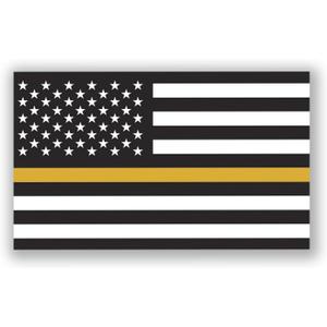 Thin Gold Line Flag 2-Pack Decal Sticker | 5-Inches by 3-Inches | Premium Quality Vinyl | UV Resistant Laminate | PD900
