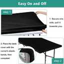 LUSHVIDA 4 Packs Vinyl Card Tablecloth with Flannel Backing 48x48 inch - Waterproof Plastic Picnic Table Cover for Square Folding Table Cloth with Elastic Corners, Black
