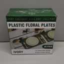 Lullaby 60PCS Ivory Scalloped Plastic Plates with Gold Rim, Disposable Elegant Plates Include 30pcs Dinner Plate 10.25", 30pcs Plastic Dessert Plate 7.5", Perfect for Wedding and Party