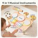 WINGYZ Kids Drum Set 9-in-1 Montessori Toys for 1-3 Year Old & Wooden Musical Instruments for Toddlers, Baby Musical Toys with Drums, Xylophone, Helps Hand-Eye Coordination, Gift for 1-3 Boys Girls