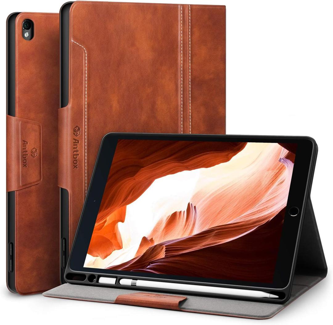 Antbox Case for iPad Pro 10.5 / iPad Air 3 with Built-in Pencil Holder Auto Sleep/Wake Function PU Leather Smart Cover for iPad Air 3 10.5 Inch 2019/iPad Pro 10.5 2017 (Brown)