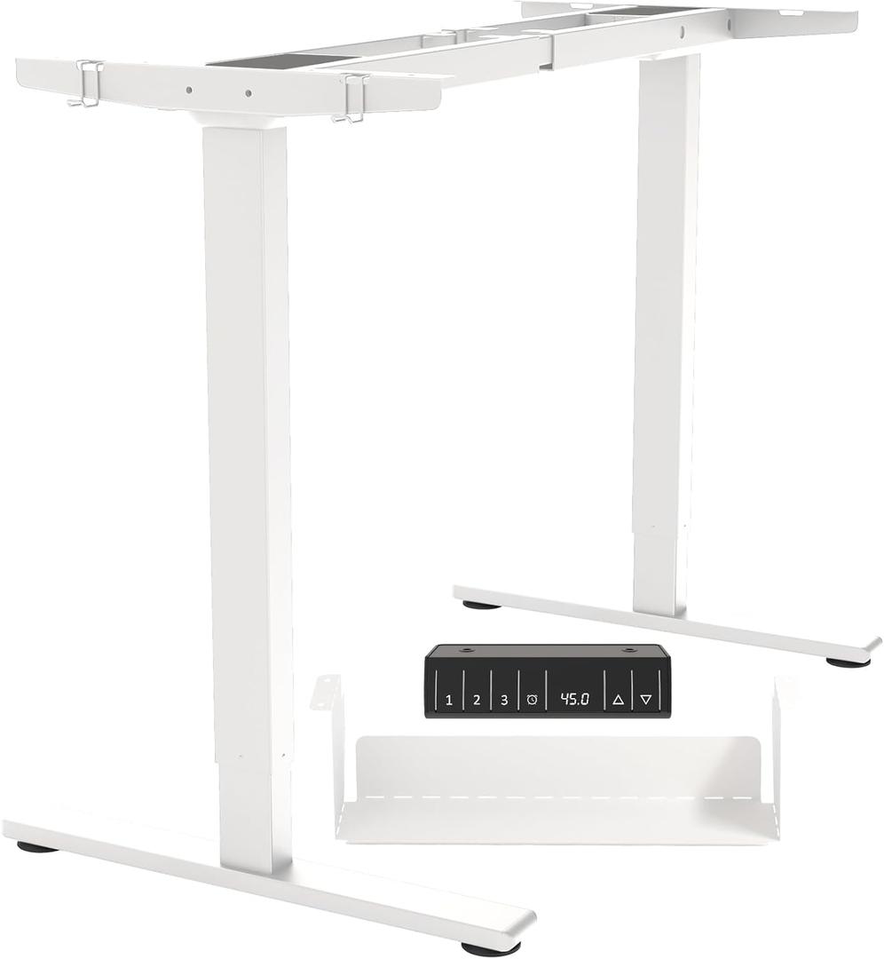 Dual Motor Standing Desk Frame 256 lbs Weight Capacity, Stand up Desk Frame Workstation, Electric Adjustable Legs, 3 Memory Height Settings, with Cable Management Tray, 2pcs Headphone Hook