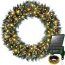Solar Wreath 60 inch, Outdoor Christmas Wreaths Large with 350 LEDs & 8 Lighting Modes, Lighted Holiday Decorations for Outside