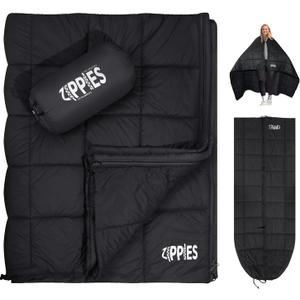 3M Thinsulate Insulation Puffy Camping Blanket for Cold Weather, Queen Size Warm Camping Quilt with Zipper, Waterproof Outdoor Sleeping Bag for Hammock, Cozy & Versatile Gift for Men and Women (Black)