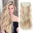 20 Inches Hair Extensions Clip ins, Curly Soft Synthetic Clip in Hair Extensions for Women and Girls (Color: Blonde with Beige Blonde Highlights)