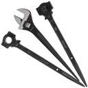 Lichamp 3 Pack 12 In. Spud Wrench Ratchet Set, 3/8" x 1/2" Dual Driver Ratchet, 3/4" x 7/8" Dual Socket Scaffold Spanner and 12 in. Spud Adjustable Wrench